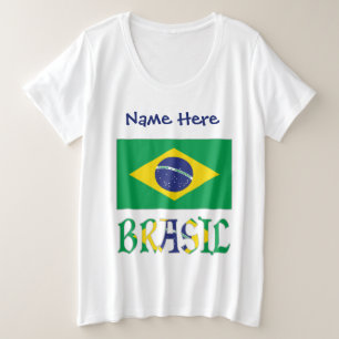Bandeira do Brasil e Brasil Come o Nome Große Größe T-Shirt