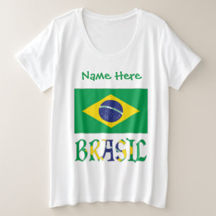 Bandeira do Brasil e Brasil Come o Nome Große Größe T-Shirt
