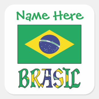 Bandeira do Brasil Personalized Flag Square Label Quadratischer Aufkleber