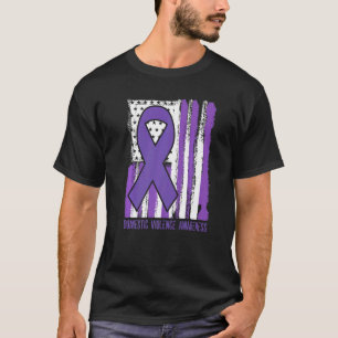 Bänder für die Gewalt im Inland lila Flagge T-Shirt