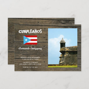 Bandera Celeste Puerto Rico Cumpleanos Invitacion Einladung