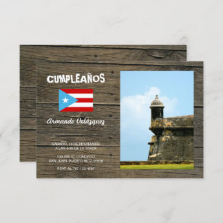 Bandera Celeste Puerto Rico Cumpleanos Invitacion Einladung