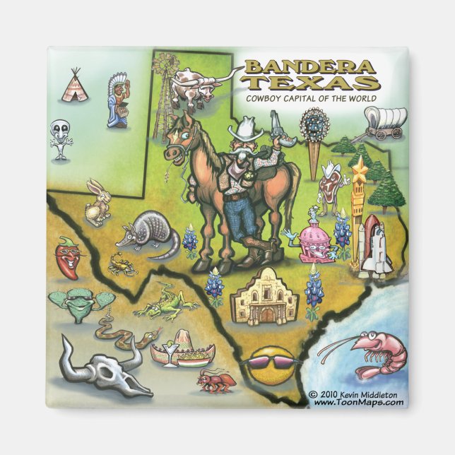 Bandera TEXAS Karte Magnet (Vorne)