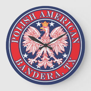 Bandera Texas Polnischer Adler Große Wanduhr