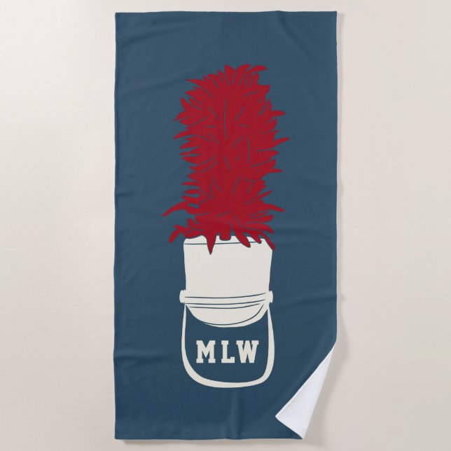 Bandhut mit Feathers Mit Monogramm Strandtuch (Vorderseite)