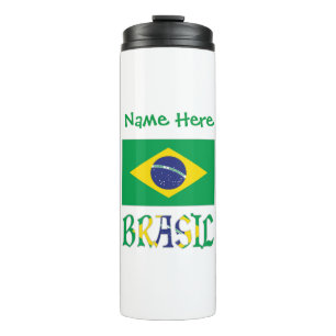 Bandiera Brasil Personalisierter Name Thermosbecher