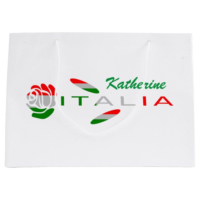 Bandiera d'Italia Rosa Personalisiert Große Geschenktüte (Vorderseite)