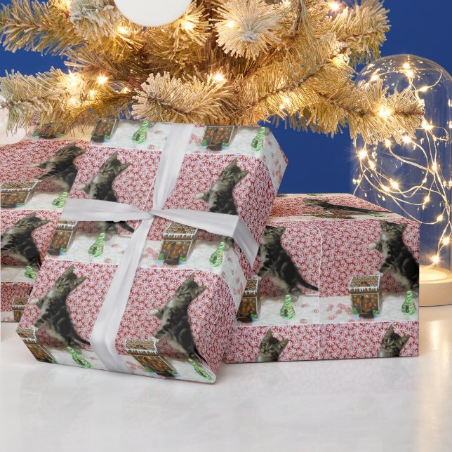 Bandit's Gingerbread House ( Katze / Kitten) Geschenkpapier (Feiertage)