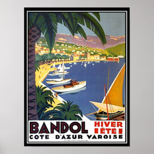 Bandol Côte d'Azur Frankreich Reiseplakat Druck Poster