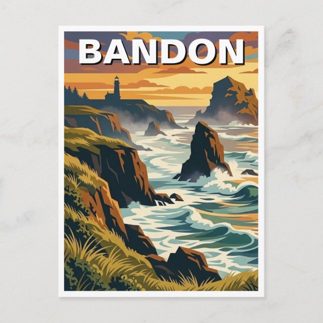 Bandon Oregon Küste Reise Postkarte (Vorderseite)