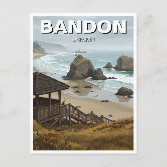 Bandon Oregon Küstenreise Postkarte (Vorderseite)