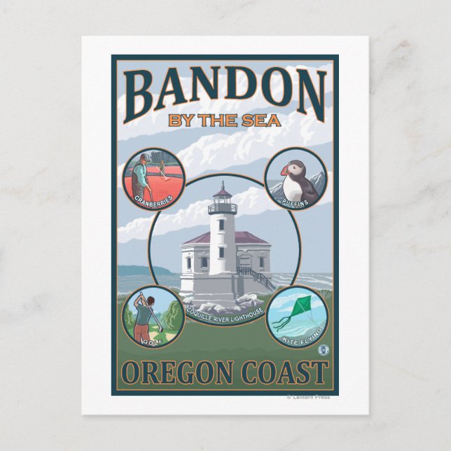 Bandon, OregonScenic Travel Poster Postkarte (Vorderseite)