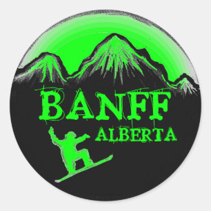 Banff Alberta Canada Green Snowboard Aufkleber