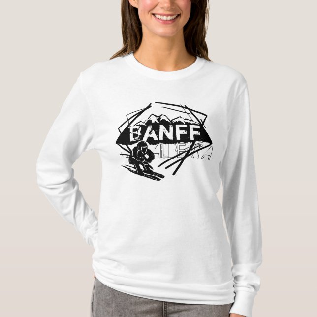 Banff Alberta Canada Ski Hoodie T-Shirt (Vorderseite)