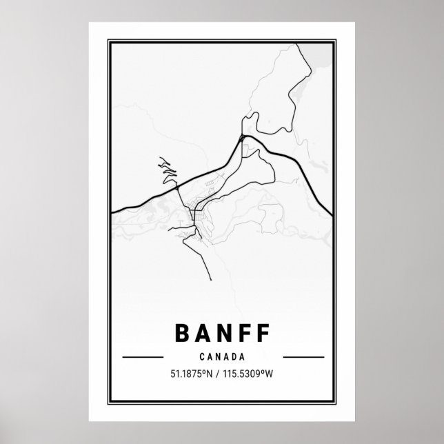 Banff Alberta Canada Travel City Map Modern Simple Poster (Vorne)