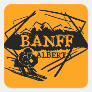 Banff Alberta Kanada Orangenkleber Quadratischer Aufkleber