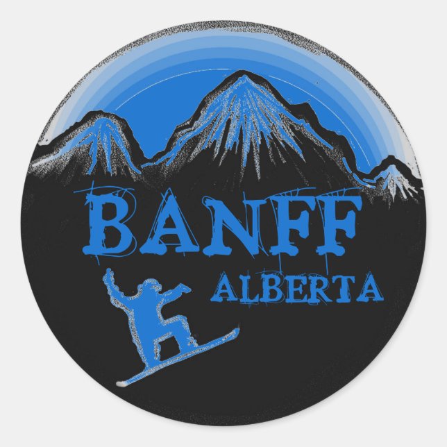 Banff Alberta Kanada Snowboardaufkleber Runder Aufkleber (Vorderseite)