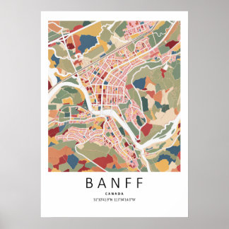 Banff Alberta Karte Poster | Moderne Stadt Wandkun