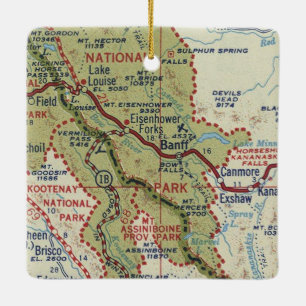 Banff Alberta Vintage Karte Keramikornament
