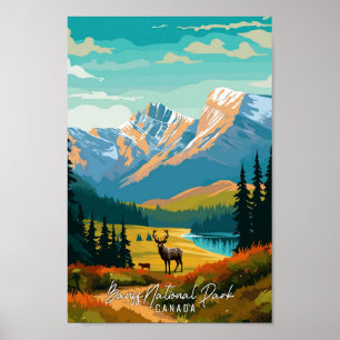 Banff Canada Art Vintage Reise Illustration Poster