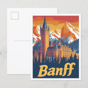 Banff Canada Art Vintage Travel Illustration Postkarte