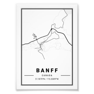 Banff - Canada Ligth City Map Fotodruck