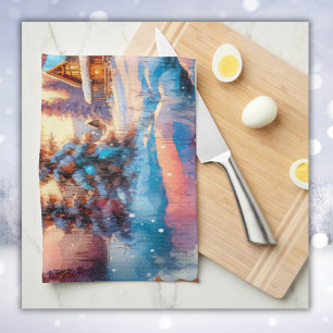 Banff Canada Watercolor Sketch Geschirrtuch