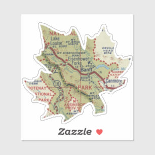 Banff National Park 50's Map Aufkleber