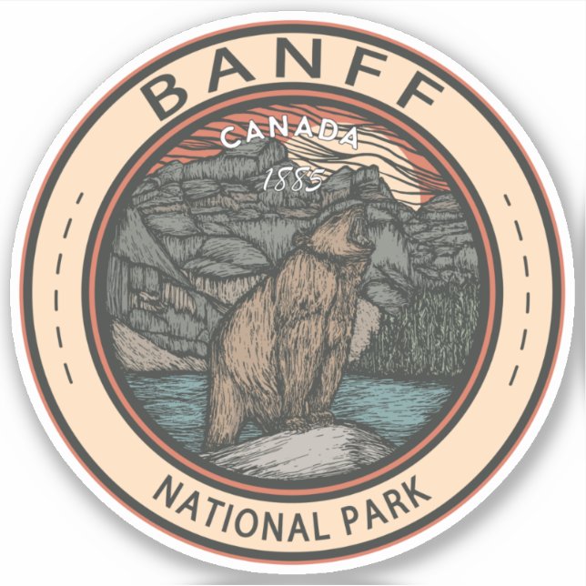 Banff National Park Canada Travel Emblem Vintag Aufkleber (Vorderseite)