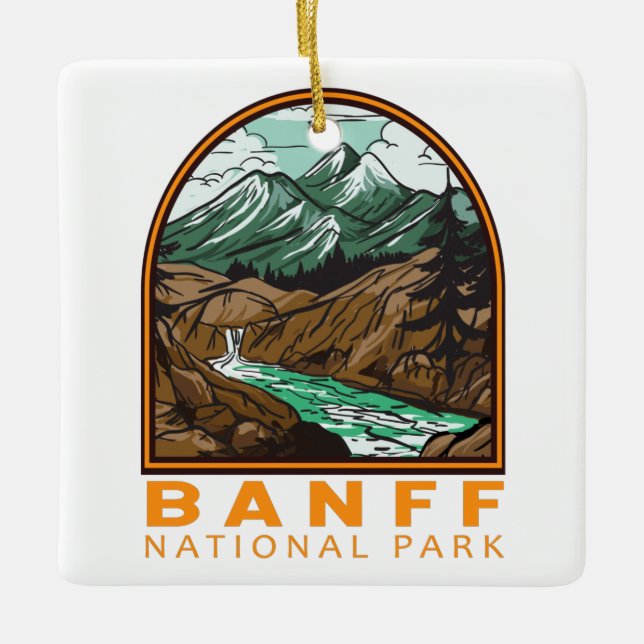 Banff National Park Kanada Reisen Vintag Keramikornament (Vorderseite)