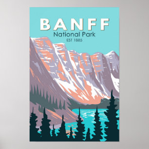 Banff National Park Moraine Lake im Retro-Stil Poster