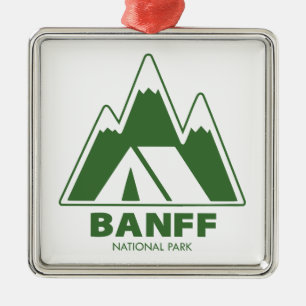 Banff National Park Mountains Camping Ornament Aus Metall
