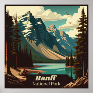 Banff National Park Quadratisch Vintage Poster