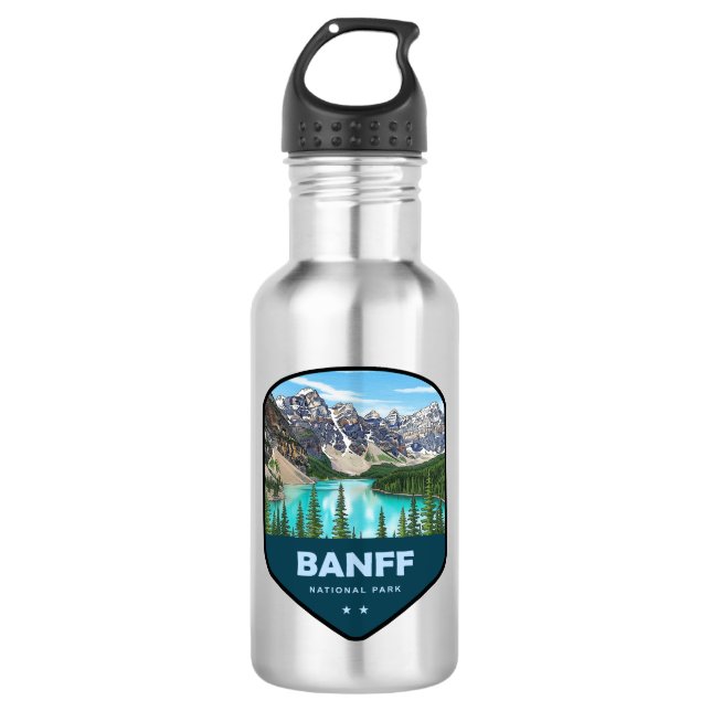 Banff National Park Shield Edelstahlflasche (Vorderseite)
