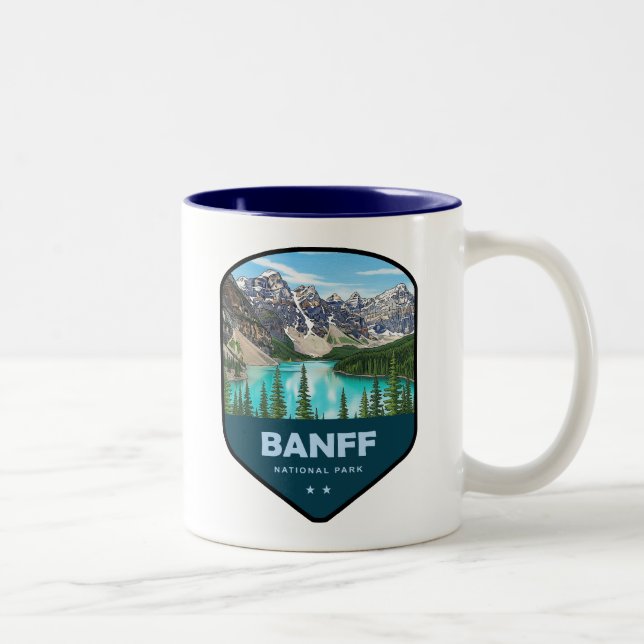 Banff National Park Shield Zweifarbige Tasse (Rechts)
