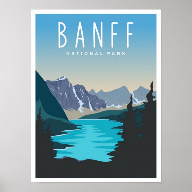 Banff National Park Vintage Travel Illustration Poster (Vorne)