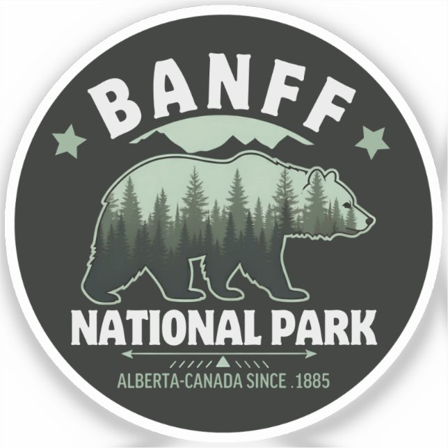 Banff National Park Wildlife – Rustic Bear Aufkleber (Vorderseite)