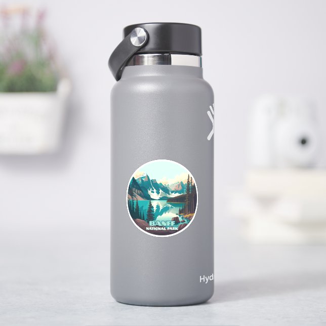 Banff Nationalpark Moraine Lago Retro Aufkleber (HydroFlask)