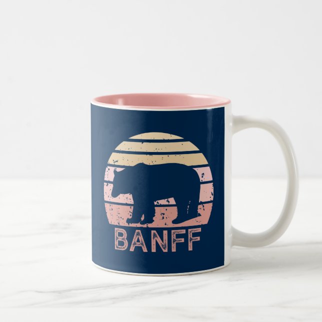 Banff Nationalpark Retro Bear Zweifarbige Tasse (Rechts)