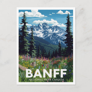 Banff-Nationalpark Wildblumen Berge Postkarte