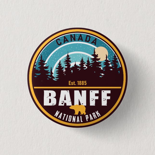 Banff NP Canada Rocky Mountains Vintag Souvenirs Button (Vorderseite)