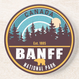 Banff NP Kanada Rocky Mountains Vintage Souvenirs Getränkeuntersetzer