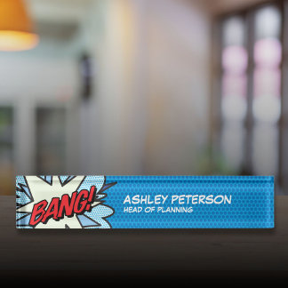 BANG Fun Retro Comic Pop Kunst, Dichtung und Musik Namensplakette