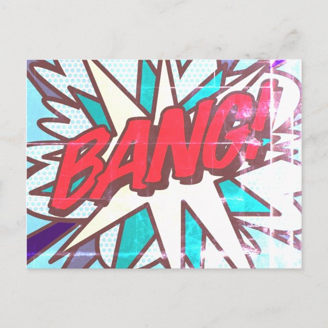 BANG Fun Retro Comic Pop Kunst, Dichtung und Musik Postkarte (Vorderseite)
