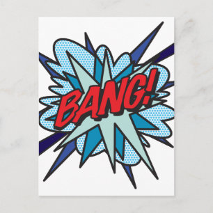 BANG Fun Retro Comic Pop Kunst, Dichtung und Musik Postkarte