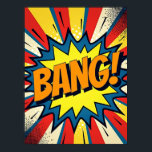 BANG! Modernes Pop Art Comic Style Poster<br><div class="desc">Dieses Poster ist eine frische und stilvolle Interpretation des klassischen Comic-Buchtoneffekts. Es würdigt den kühlen Geist der Pop Art, aber mit einer raffinierten, zeitgenössischen Sensibilität. Statt einer chaotischen Explosion präsentiert dieses Design einen sauberen, leistungsstarken Energiesturm, der das ikonische Comic-Panel für ein modernes Publikum neu vorstellt. Die leuchtenden Linien sind scharf...</div>