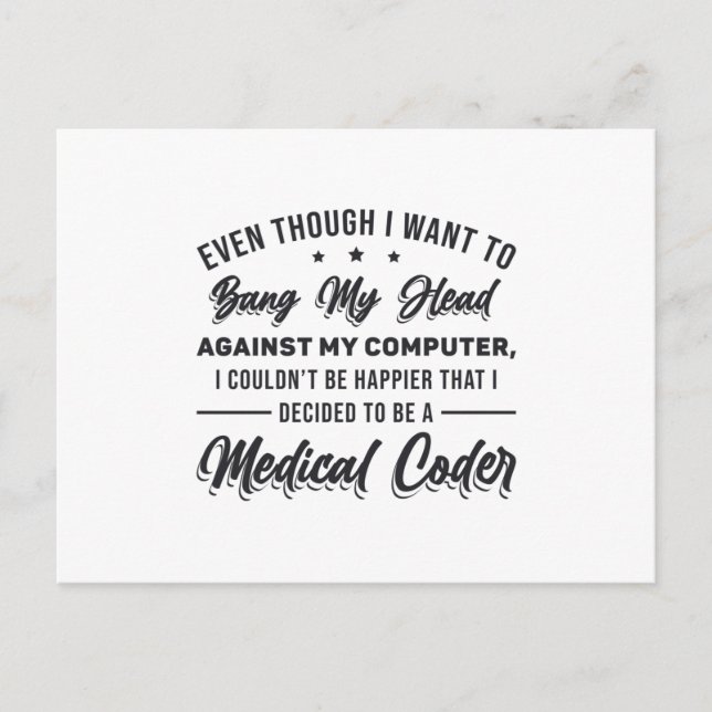 Bang My Head Medical Coder Coding Programmer ICD Postkarte (Vorderseite)