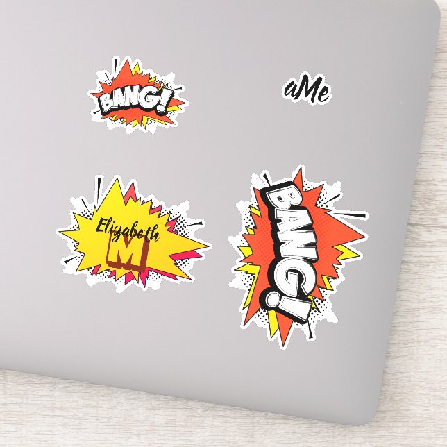 Bang Retro Action Comic Buchblase Aufkleber (Detail)