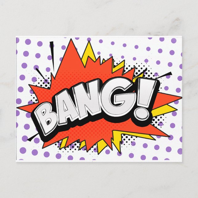 Bang Retro Action Comic Buchblase Postkarte (Vorderseite)