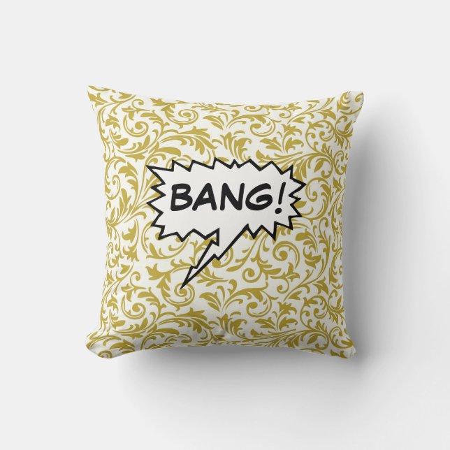 Bang ZZZ Sprechblasen Square Pillow Kissen (Vorderseite)